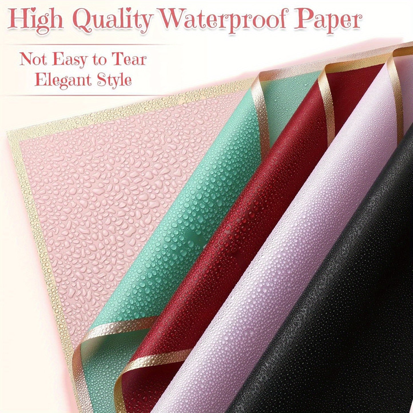 60PCS Floral Gift Wrapping Paper, 10 Color Blends, Semi-Transparent Rose Korean Style Grid Pattern with Golden Border, Flower Bouquet Packaging Materials, Bouquet Supplies