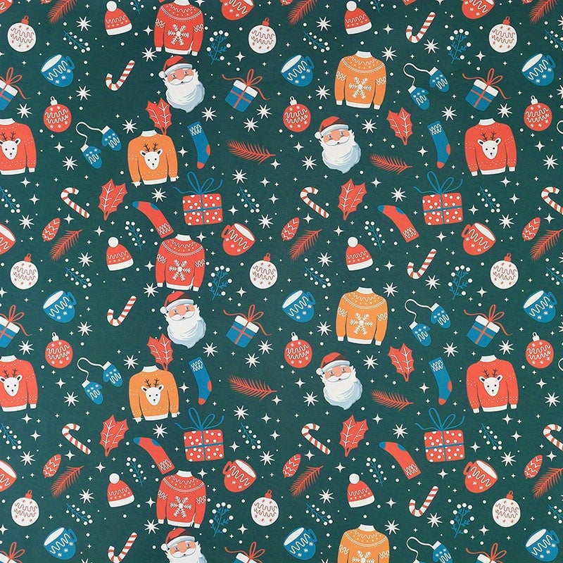 10 Pcs Christmas Gift Wrapping Paper Set, Thick Kraft Cartoons Wrap for Holiday Presents, Featuring Santa, Reindeer, Christmas Trees - Festive Assorted Designs Without Accessories