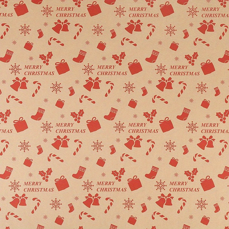 10 Pcs Christmas Gift Wrapping Paper Set, Thick Kraft Cartoons Wrap for Holiday Presents, Featuring Santa, Reindeer, Christmas Trees - Festive Assorted Designs Without Accessories