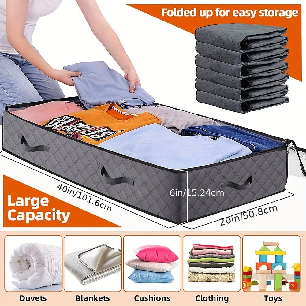 23.78gal Under Bed Storage Containers, Toy Organizers and Wrapping Paper Storage Bags, Underbed Shoes Closet Storage Solution with Clear Window and Reinforced Handles for Blanket, Comforter, Bedding, Clothes, Under-Bed Storag