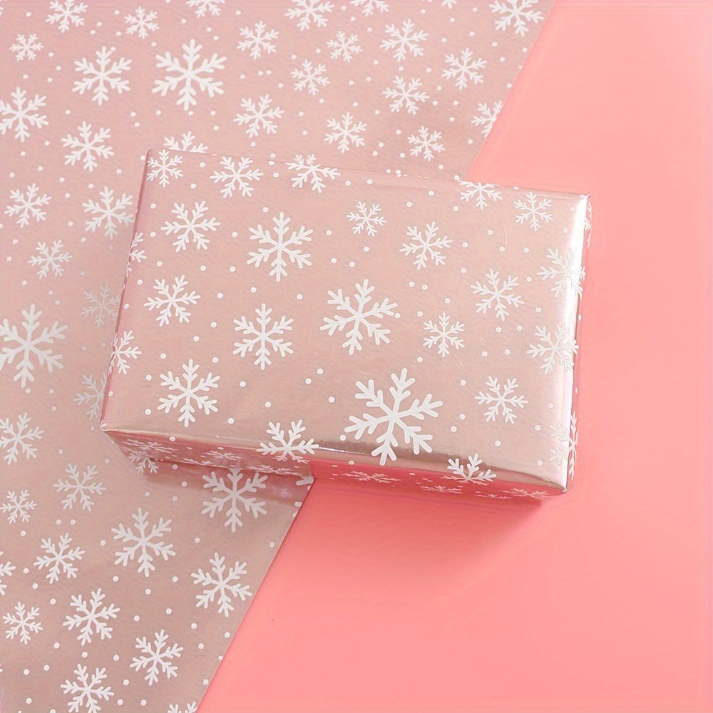 Glossy Christmas Wrapping Paper Roll - Large Size, Reindeer & Santa Design, Pink, 17in x 16Ft - Festive Gift Wrap for Holiday Presents