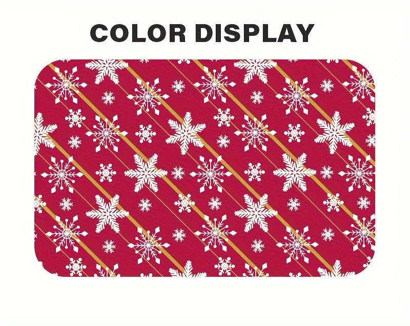 1pc Double-Sided Gift Wrapping Paper - Red Christmas Snowflake & Reindeer Pattern, 17"x600", Striped Style, Paper Material with Adhesive Labels, Essential for Holiday Presents, for Youngsters/Family/Friends, Stationery and Gi