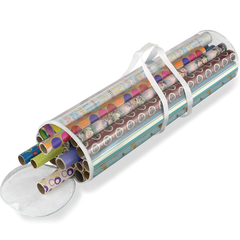 Gift Wrapping Paper Storage Bag New Storage Bag Transparent Bag Zipper Packaging with Handle LargeCapacity Waterproof StorageBag
