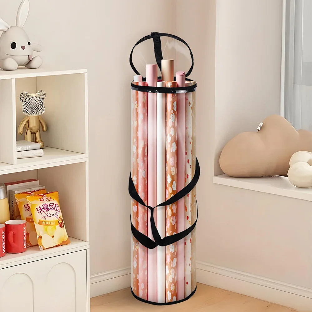 Gift Wrapping Paper Storage Bag New Storage Bag Transparent Bag Zipper Packaging with Handle LargeCapacity Waterproof StorageBag