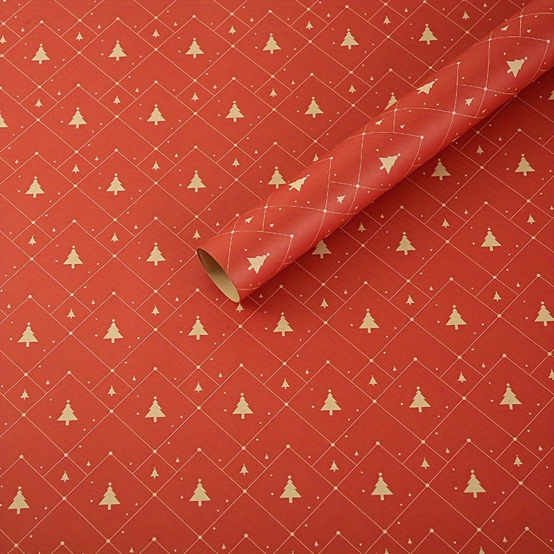 7pcs Festive Kraft Wrapping Paper Set, Christmas Gift Wrap with Snowflake and Reindeer Design, Thick Paper for Holiday Presents and DIY Crafts