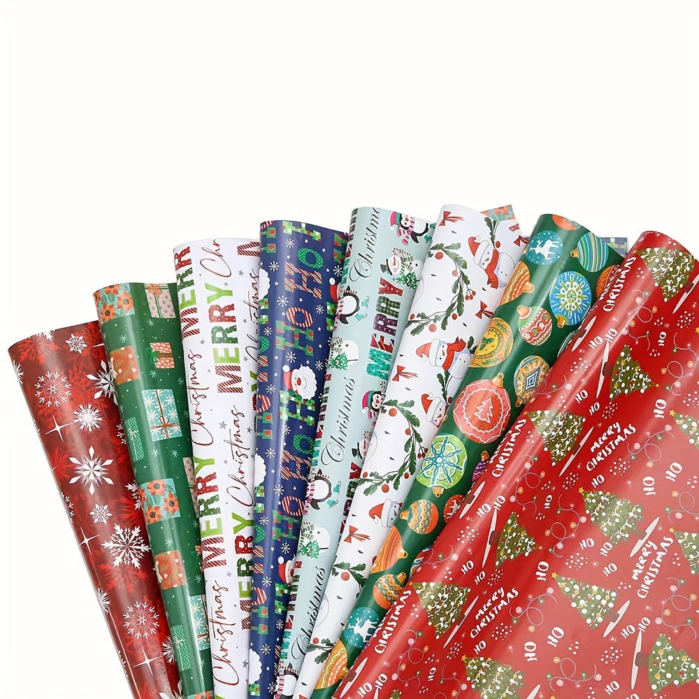 "8-pack 8-Pack Snowflake & Reindeer Christmas Wrapping Paper Rolls - Premium Copperplate Holiday Gift Wrap Set (19.7"" x 27.5"") for Parties, Holidays, and Baby Showers"