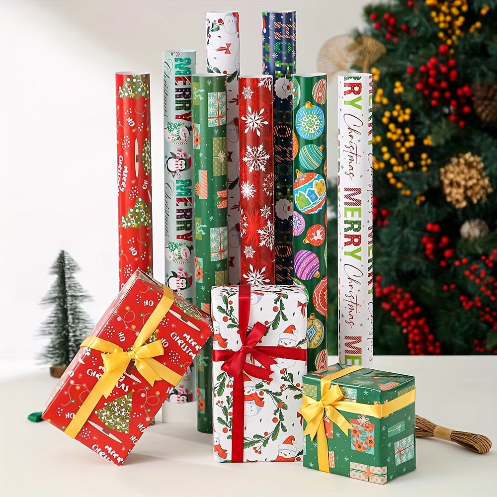 "8-pack 8-Pack Snowflake & Reindeer Christmas Wrapping Paper Rolls - Premium Copperplate Holiday Gift Wrap Set (19.7"" x 27.5"") for Parties, Holidays, and Baby Showers"