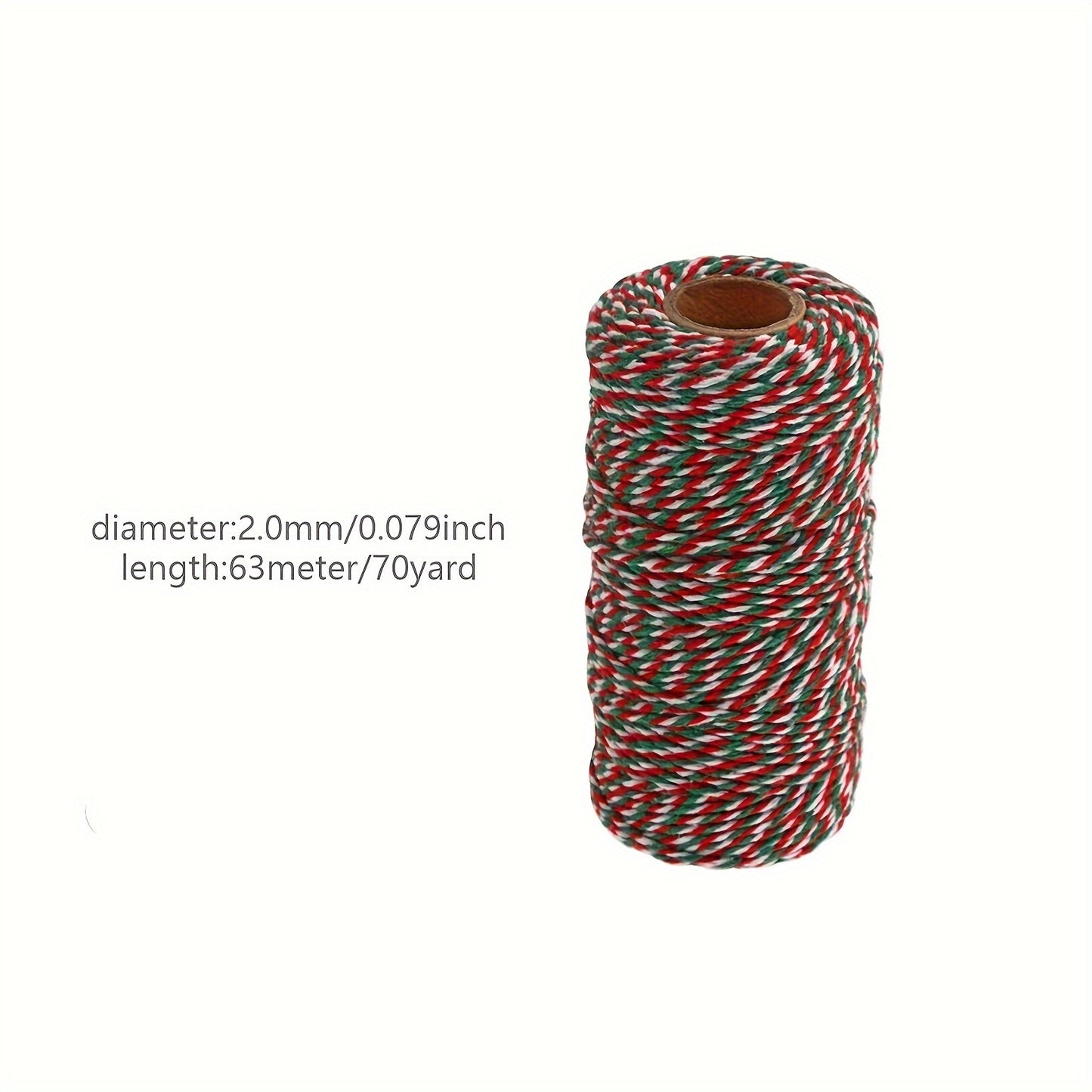 1 Tube, 70 Yards Long Christmas Color Three Color Cotton Rope Gift Wrapping With Pendant Rope Christmas Gift Wrapping Rope, Ribbons For Bouquets, Flower Wrapping Paper, Craft Supplies, Fabric, Handmade Wedding Bouquets Materi