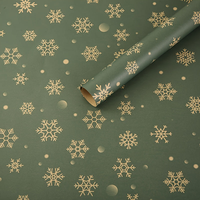 7pcs Festive Kraft Wrapping Paper Set, Christmas Gift Wrap with Snowflake and Reindeer Design, Thick Paper for Holiday Presents and DIY Crafts