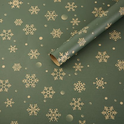 7pcs Festive Kraft Wrapping Paper Set, Christmas Gift Wrap with Snowflake and Reindeer Design, Thick Paper for Holiday Presents and DIY Crafts