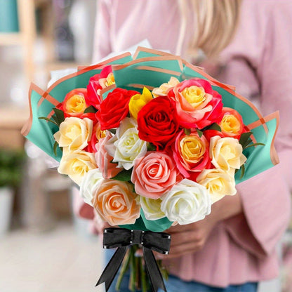 60PCS Floral Gift Wrapping Paper, 10 Color Blends, Semi-Transparent Rose Korean Style Grid Pattern with Golden Border, Flower Bouquet Packaging Materials, Bouquet Supplies
