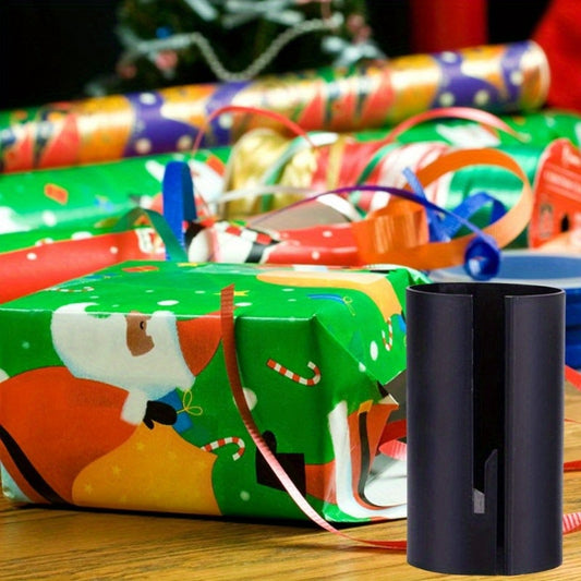 2-Pack Wrapping Paper Roll Cutter Tool - 2024 Upgraded Christmas Gift Wrap Cutting Device with Electronic Components, Safe Easy Slide Round Lip Edge, No Batteries Required, Plastic Construction