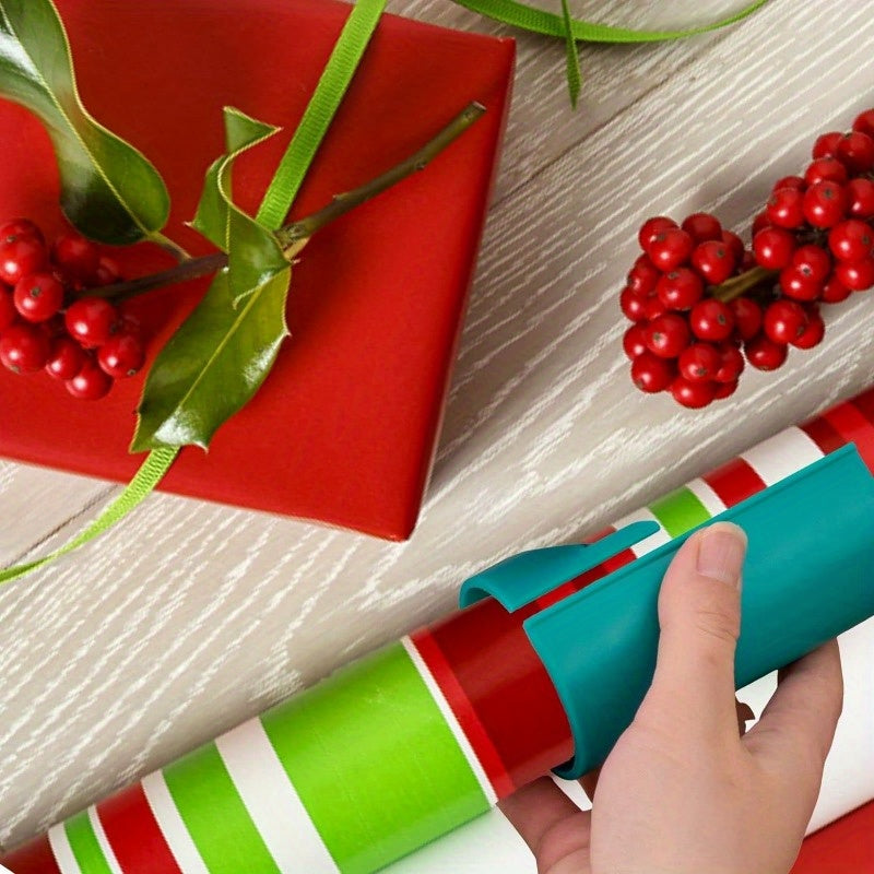 2-Pack Wrapping Paper Roll Cutter Tool - 2024 Upgraded Christmas Gift Wrap Cutting Device with Electronic Components, Safe Easy Slide Round Lip Edge, No Batteries Required, Plastic Construction