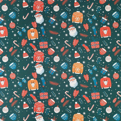 10 Pcs Christmas Gift Wrapping Paper Set, Thick Kraft Cartoons Wrap for Holiday Presents, Featuring Santa, Reindeer, Christmas Trees - Festive Assorted Designs Without Accessories