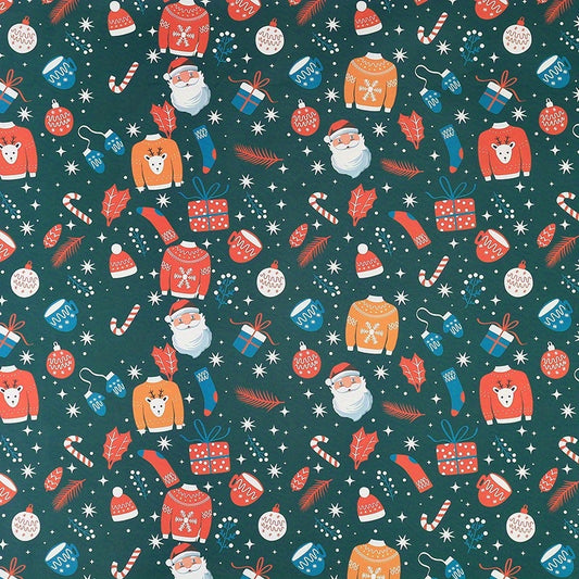 10 Pcs Christmas Gift Wrapping Paper Set, Thick Kraft Cartoons Wrap for Holiday Presents, Featuring Santa, Reindeer, Christmas Trees - Festive Assorted Designs Without Accessories