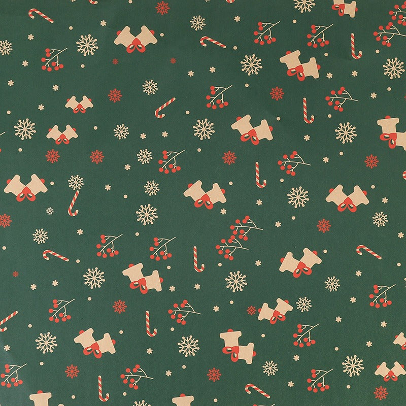 10 Pcs Christmas Gift Wrapping Paper Set, Thick Kraft Cartoons Wrap for Holiday Presents, Featuring Santa, Reindeer, Christmas Trees - Festive Assorted Designs Without Accessories