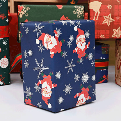 10 Pcs Christmas Gift Wrapping Paper Set, Thick Kraft Cartoons Wrap for Holiday Presents, Featuring Santa, Reindeer, Christmas Trees - Festive Assorted Designs Without Accessories