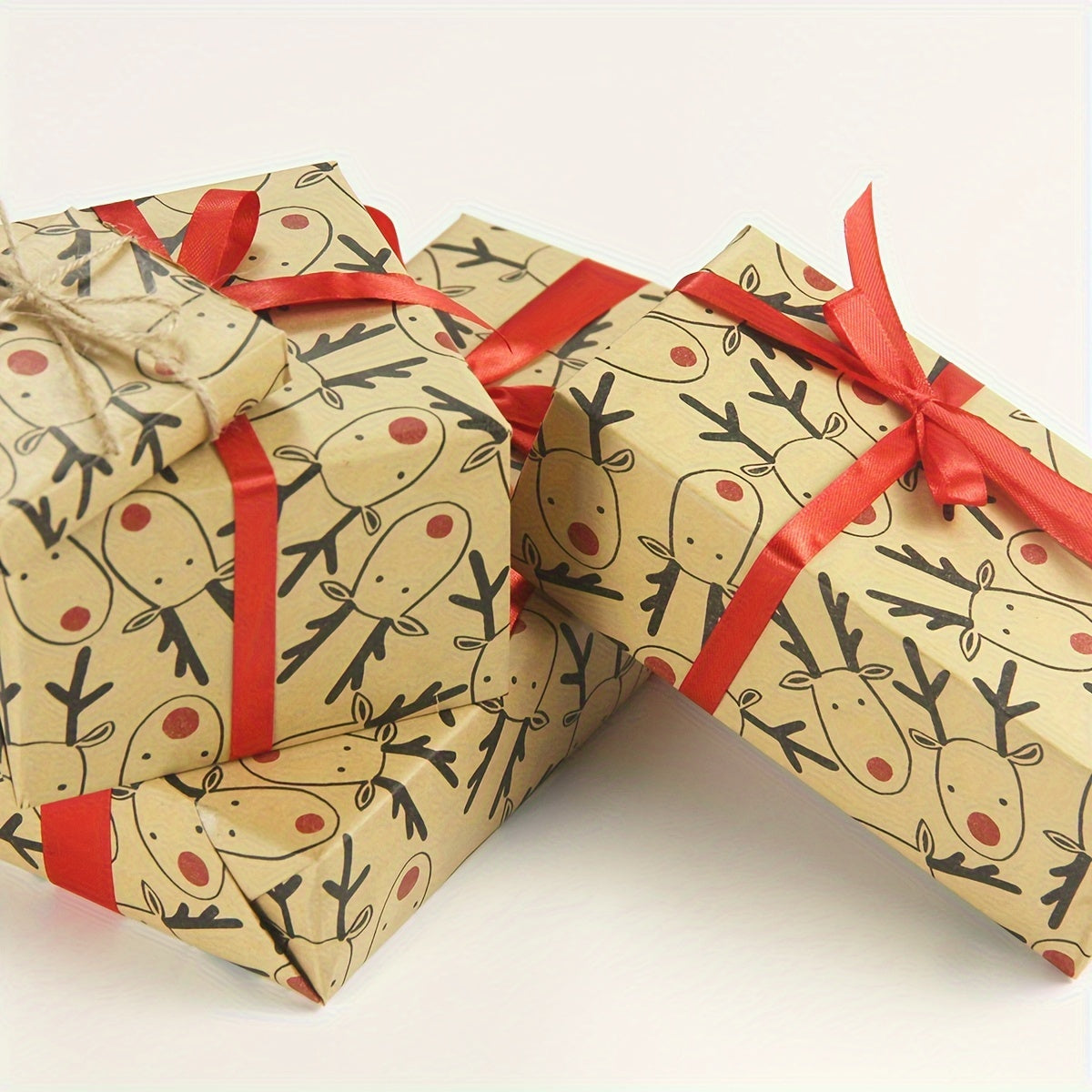 1 Roll, 49Ft Christmas Wrapping Paper Roll, Brown Gift Wrapping Paper With Elk For Xmas Party Gifts, Birthday, Graduation, Present Decorations-Elk (17in X 49Ft), Wrapping Paper, Tissue Paper, Flower Bouquet Supplies, Gift Wra