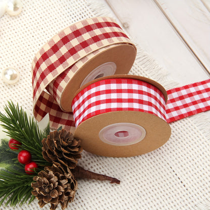 1pc, Plaid Ribbon 354.33 Inch Red Green Christmas Plaid Packaging Bag Tie Gift Box Packaging Flower Cake Packaging Ribbon Holiday Party Decoration Ribbon Handmade Jewelry Accessories, Ribbons For Bouquets, Flower Wrapping Pap