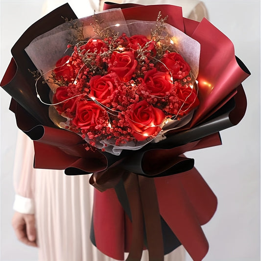 Double-Sided Color 20 Sheets Waterproof Red And Black Flower Wrapping Paper - Gift Packaging DIY Crafts, Tissue Paper, Bouquet Supplies - Any Occasion Decor, Weddings Wrap