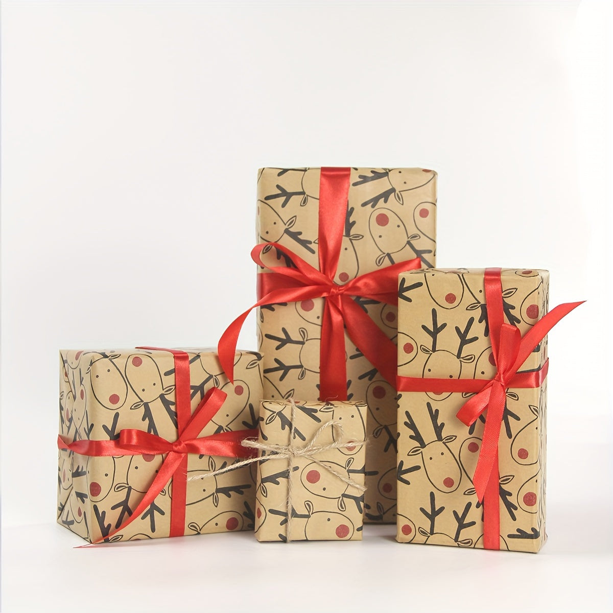 1 Roll, 49Ft Christmas Wrapping Paper Roll, Brown Gift Wrapping Paper With Elk For Xmas Party Gifts, Birthday, Graduation, Present Decorations-Elk (17in X 49Ft), Wrapping Paper, Tissue Paper, Flower Bouquet Supplies, Gift Wra