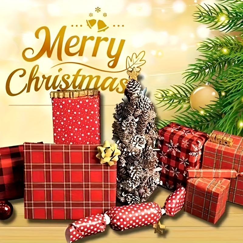 10pcs Holiday Red Plaid & Snowflake Gift Wrapping Paper Set - Festive Paper for Christmas, Weddings, Valentine's, Birthdays | Patterned Wrap Pack with No Accessories, Paper Material