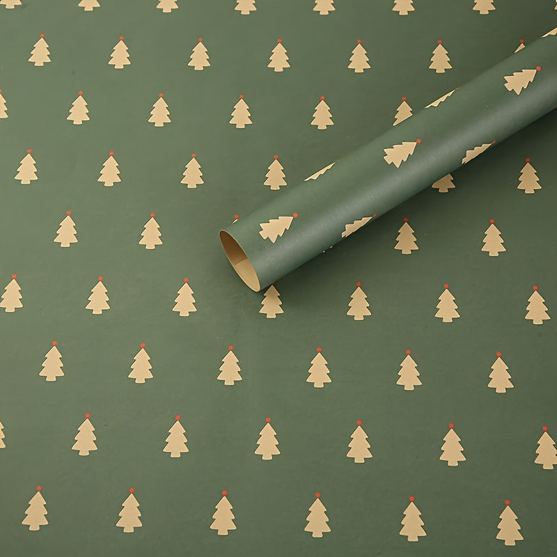 7pcs Festive Kraft Wrapping Paper Set, Christmas Gift Wrap with Snowflake and Reindeer Design, Thick Paper for Holiday Presents and DIY Crafts