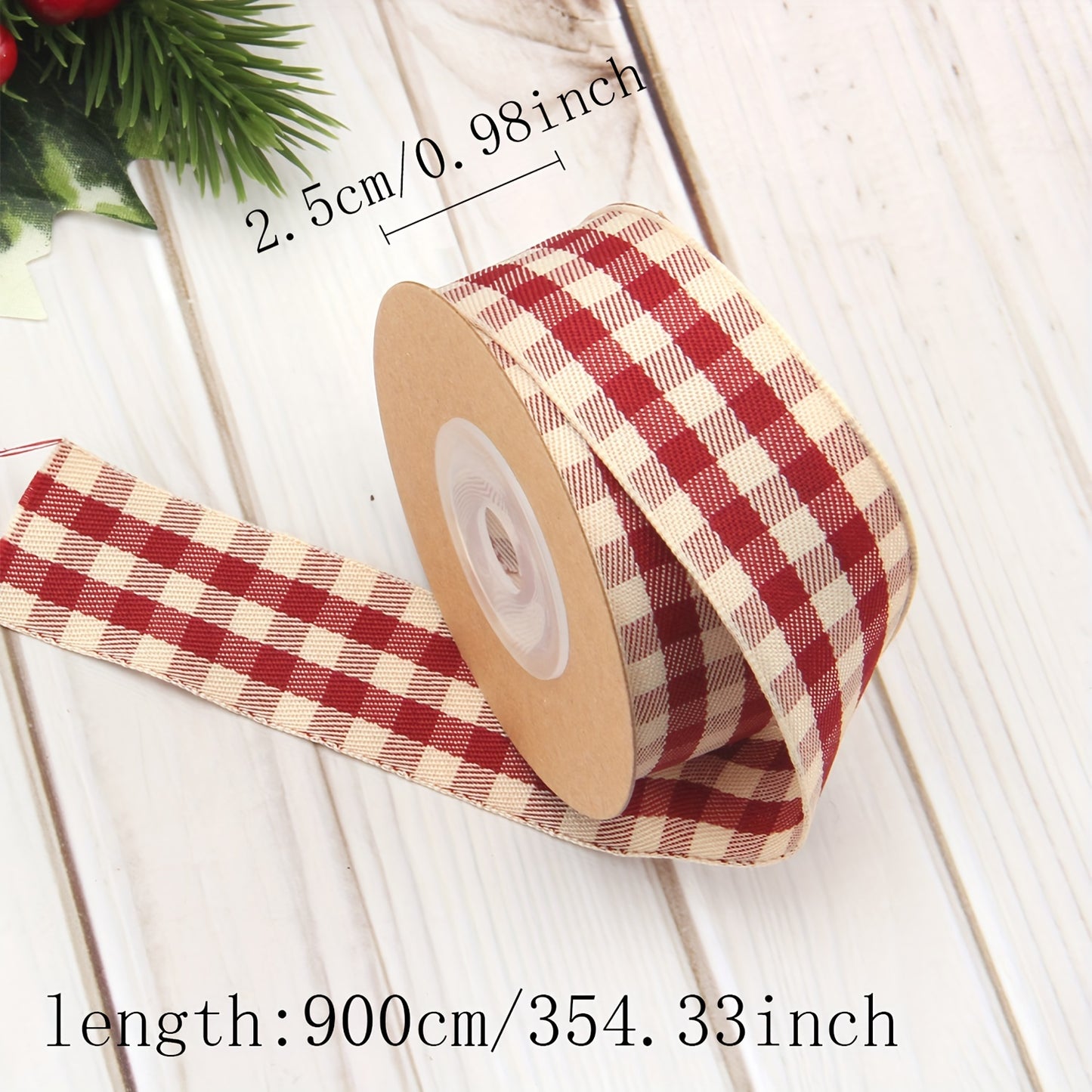 1pc, Plaid Ribbon 354.33 Inch Red Green Christmas Plaid Packaging Bag Tie Gift Box Packaging Flower Cake Packaging Ribbon Holiday Party Decoration Ribbon Handmade Jewelry Accessories, Ribbons For Bouquets, Flower Wrapping Pap