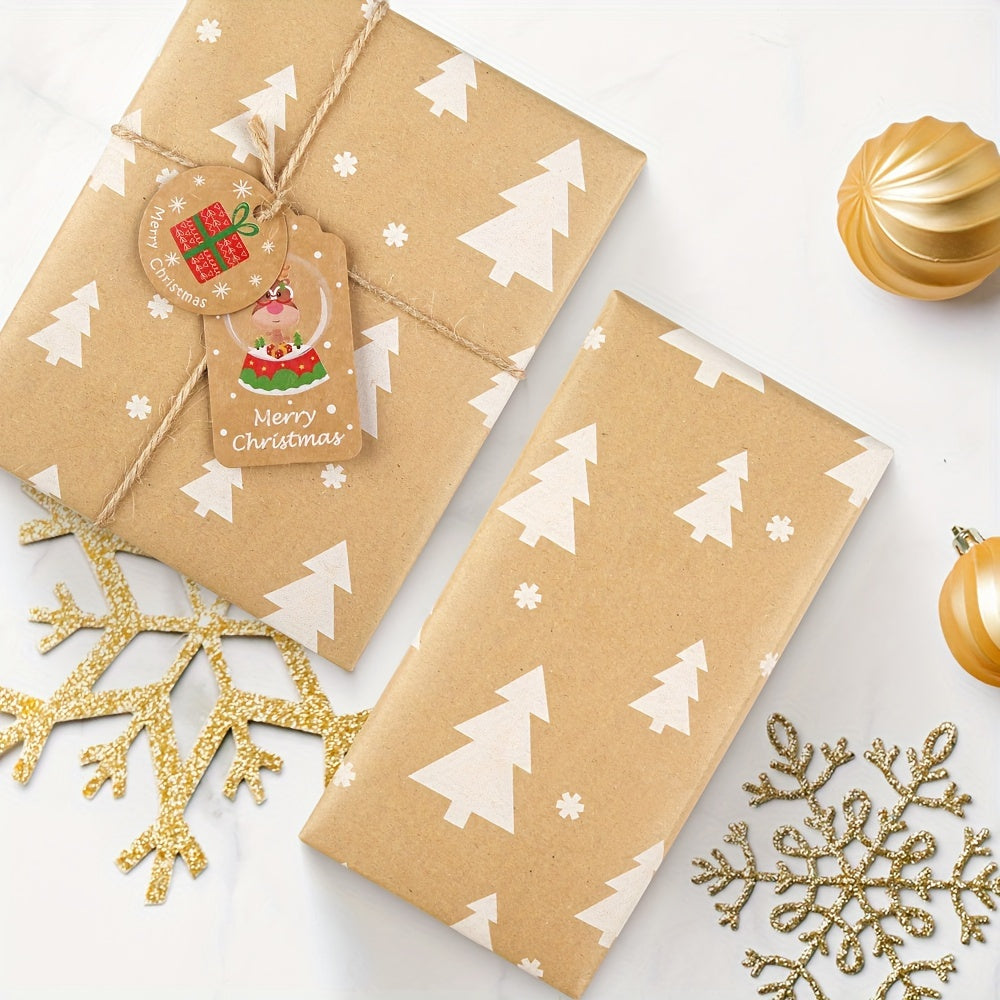 Vintage Kraft Paper Christmas Gift Wrapping Paper - Festive Christmas Tree Design