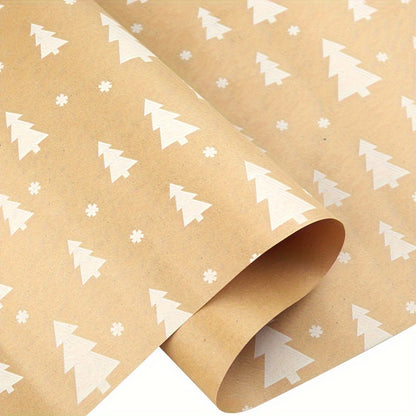 Vintage Kraft Paper Christmas Gift Wrapping Paper - Festive Christmas Tree Design