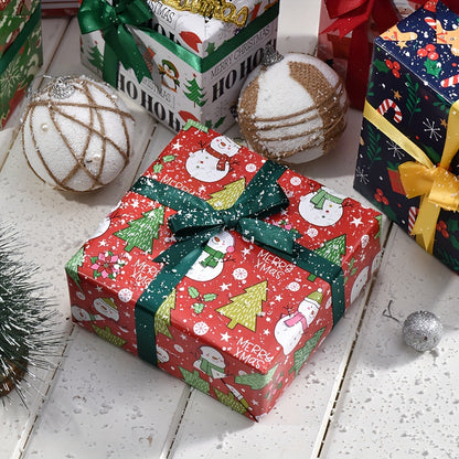 8-Pack Christmas Gift Wrapping Paper - High-Quality Double Copper Paper with Festive Santa, Reindeer & Tree Patterns for Holiday Gifts