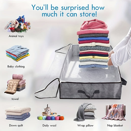 23.78gal Under Bed Storage Containers, Toy Organizers and Wrapping Paper Storage Bags, Underbed Shoes Closet Storage Solution with Clear Window and Reinforced Handles for Blanket, Comforter, Bedding, Clothes, Under-Bed Storag