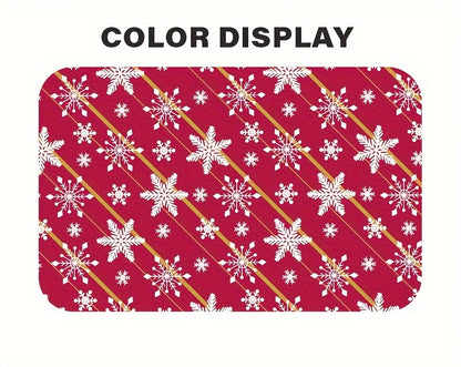 1pc Double-Sided Gift Wrapping Paper - Red Christmas Snowflake & Reindeer Pattern, 17"x600", Striped Style, Paper Material with Adhesive Labels, Essential for Holiday Presents, for Youngsters/Family/Friends, Stationery and Gi