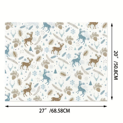 6pcs Premium Blue Series Gift Wrap with Reindeer & Forest Christmas Tree Design - Festive Holiday Wrapping Paper for Gifts, Perfect for Birthdays, Weddings, Youngsters Showers, Bridal Showers & More