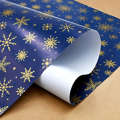 1 Roll, 39Ft Golden Snowflake Navy Blue Wrapping Paper Roll, Golden Star Navy Blue Wrapping Paper Roll Wrapping Paper For Birthday Present Party Christmas Gift Decorations (17in X 39Ft), Wrapping Paper, Tissue Paper, Flower B