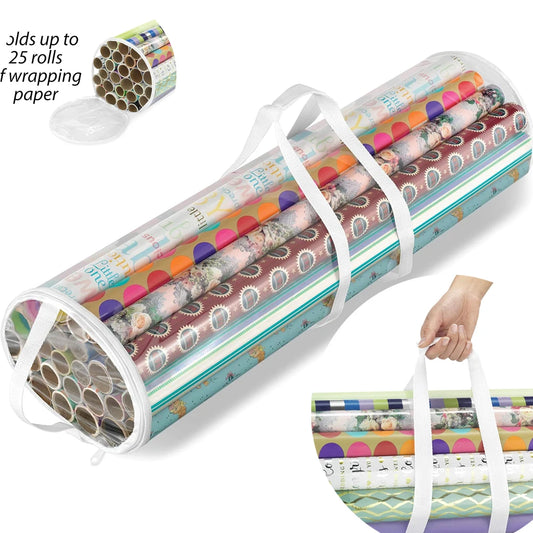 Gift Wrapping Paper Storage Bag New Storage Bag Transparent Bag Zipper Packaging with Handle LargeCapacity Waterproof StorageBag