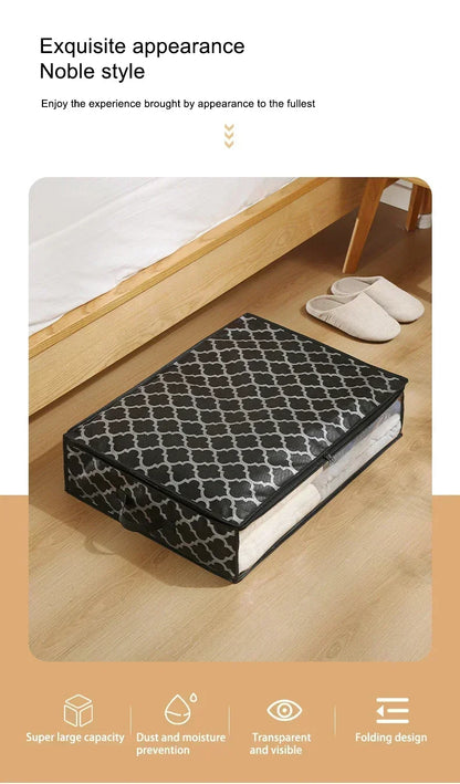 1pc Houndstooth Quilt Clothes Storage Bag Big Capacity Foldable Dustproof Toys Bags Moisture Dust Proof Proof Organizer