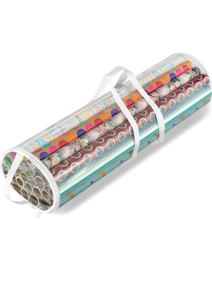 Gift Wrapping Paper Storage Bag New Storage Bag Transparent Bag Zipper Packaging with Handle LargeCapacity Waterproof StorageBag