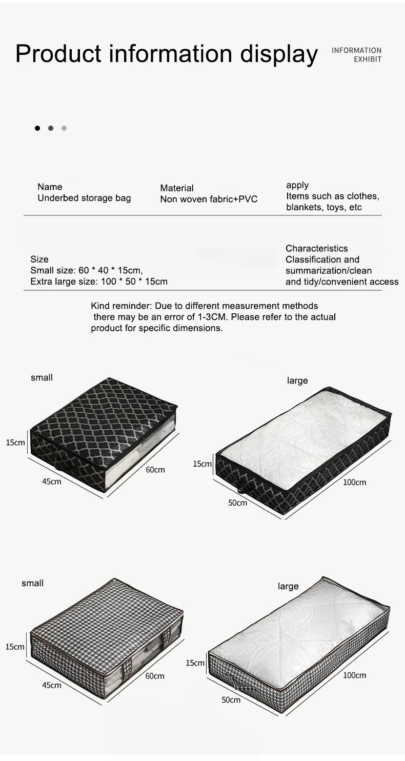 1pc Houndstooth Quilt Clothes Storage Bag Big Capacity Foldable Dustproof Toys Bags Moisture Dust Proof Proof Organizer