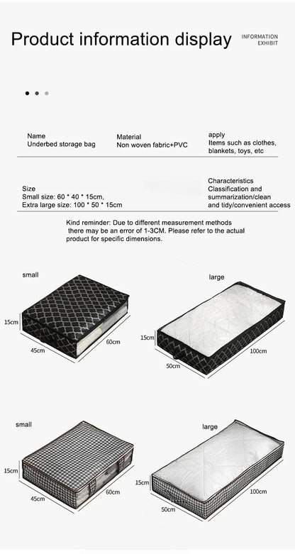 1pc Houndstooth Quilt Clothes Storage Bag Big Capacity Foldable Dustproof Toys Bags Moisture Dust Proof Proof Organizer