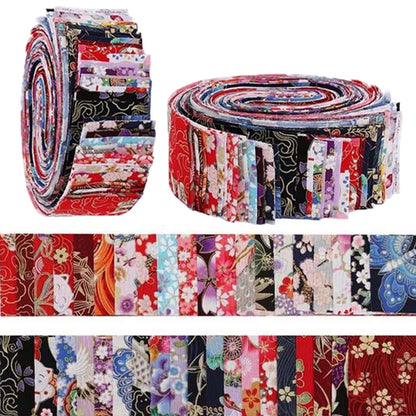 40Pcs Floral Cotton Fabric Patchwork Roll Fabric Roll up Fabric Strips For Quilting Sewing DIY & Quilt Beginners 6.5 X 25cm