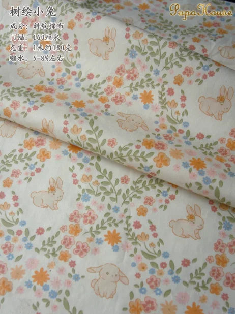 160x50cm New Floral Cute Twill Cotton Fabric Children's Clothing Apparel Fabric Handmade Diy Cloth