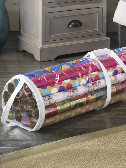 Gift Wrapping Paper Storage Bag New Storage Bag Transparent Bag Zipper Packaging with Handle LargeCapacity Waterproof StorageBag
