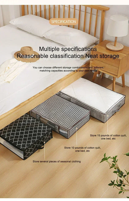1pc Houndstooth Quilt Clothes Storage Bag Big Capacity Foldable Dustproof Toys Bags Moisture Dust Proof Proof Organizer