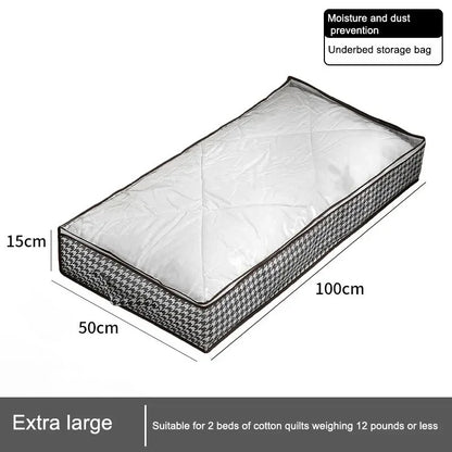 1pc Houndstooth Quilt Clothes Storage Bag Big Capacity Foldable Dustproof Toys Bags Moisture Dust Proof Proof Organizer