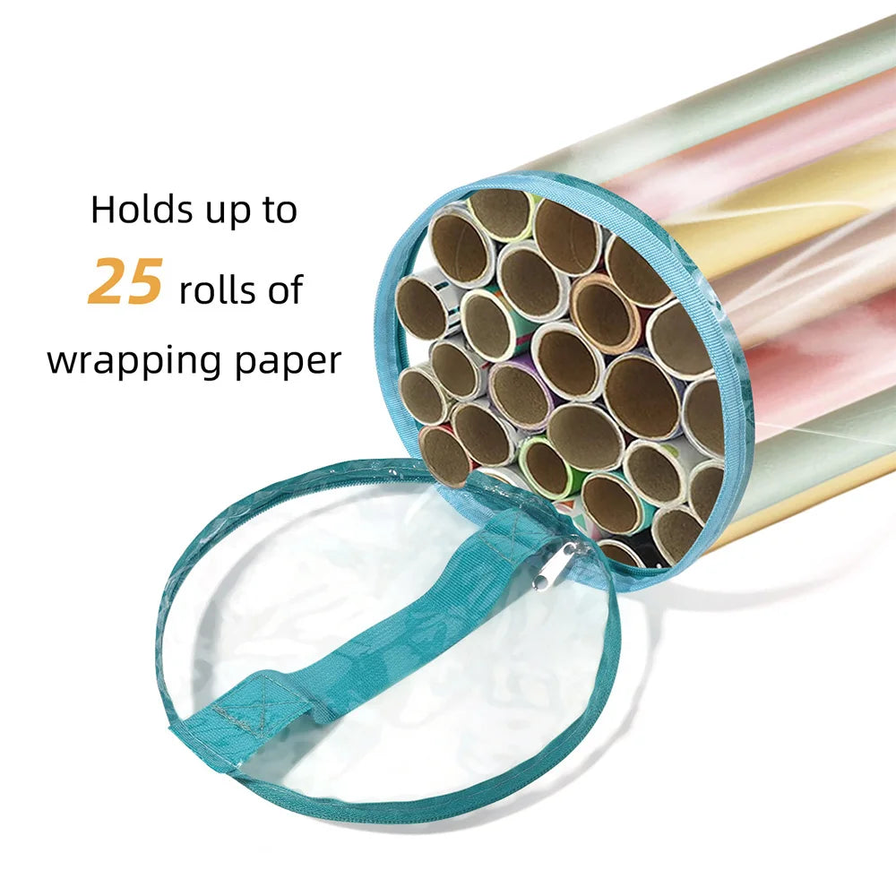Gift Wrapping Paper Storage Bag New Storage Bag Transparent Bag Zipper Packaging with Handle LargeCapacity Waterproof StorageBag