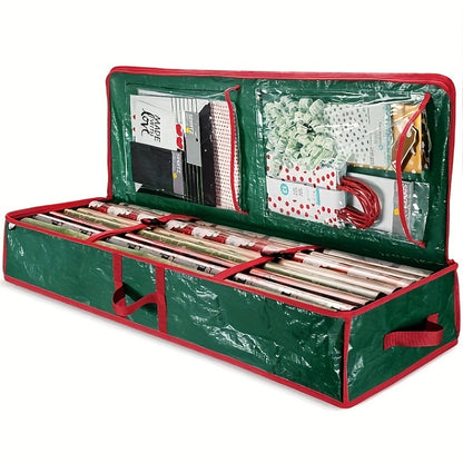 1pc Gift Wrapping Paper Organizer, Christmas Gift Wrapping Paper Storage Containers, Holiday Accessories Under The Bed Storage Bag, Dust, Moisture, And Sunlight Resistant Christmas Ornament Storage Bags, Red Organization And