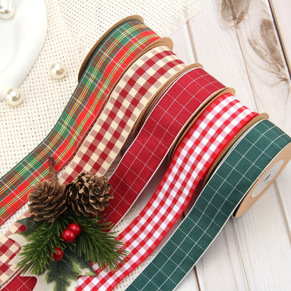 1pc, Plaid Ribbon 354.33 Inch Red Green Christmas Plaid Packaging Bag Tie Gift Box Packaging Flower Cake Packaging Ribbon Holiday Party Decoration Ribbon Handmade Jewelry Accessories, Ribbons For Bouquets, Flower Wrapping Pap