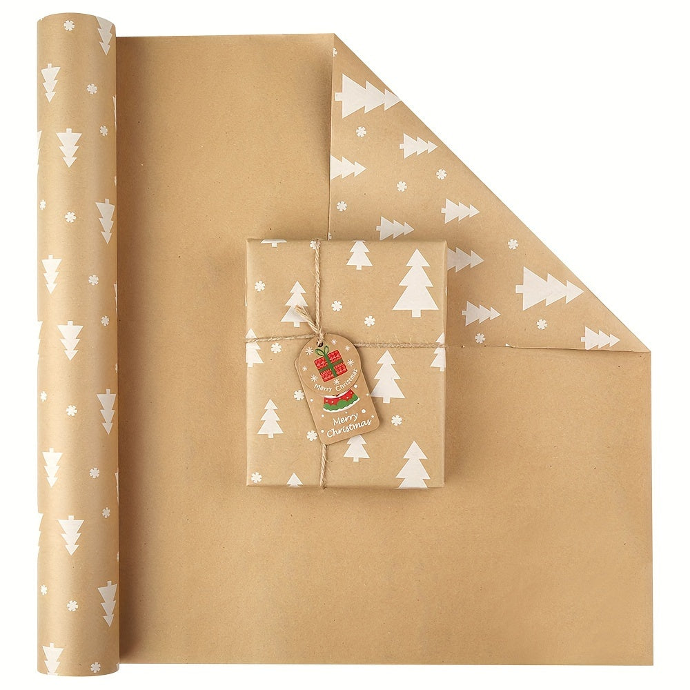 Vintage Kraft Paper Christmas Gift Wrapping Paper - Festive Christmas Tree Design