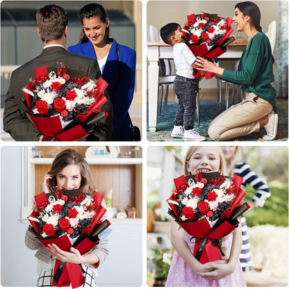 Double-Sided Color 20 Sheets Waterproof Red And Black Flower Wrapping Paper - Gift Packaging DIY Crafts, Tissue Paper, Bouquet Supplies - Any Occasion Decor, Weddings Wrap